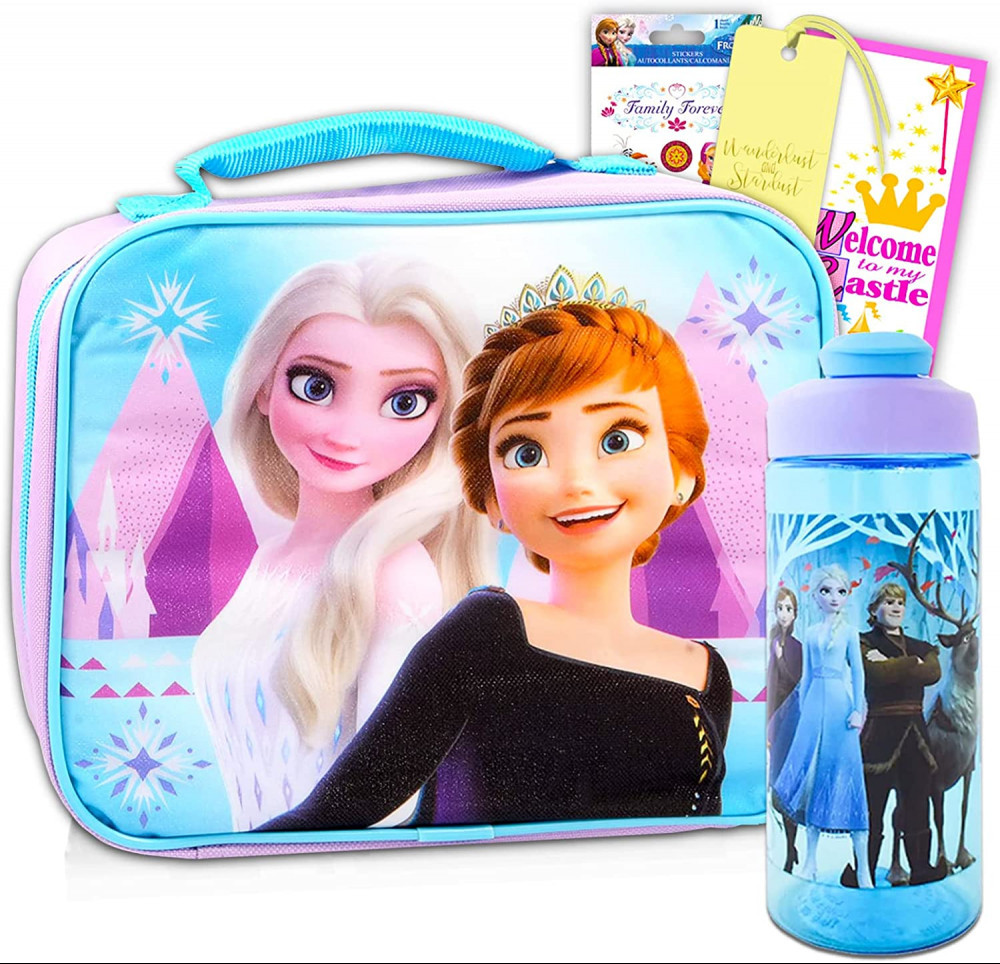 Frozen Lunch Box Set Featuring Anna And Elsa With Water Bottle