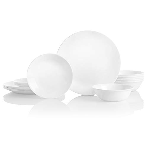 Corelle Service for 6, Chip Resistant, Winter Frost White Dinnerware Set, 18-Piece