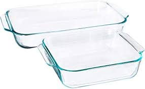 Pyrex Basics Clear Glass Baking Dishes - 2 Piece Value-Plus Pack - 1 Each: 3 Quart Oblong, 2 Quart Square