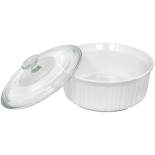 CorningWare French White 2-1/2-Quart Round Casserole Dish with Glass Cover