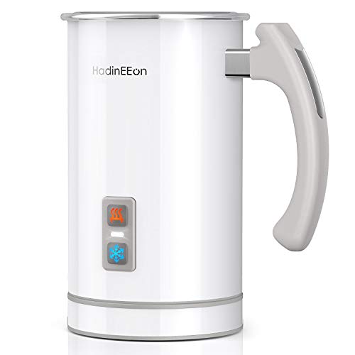 HadinEEon Milk Frother, 17.0oz/3.4oz Electric Milk Frother Steamer Stainless Steel Automatic Hot/Cold Milk Frother and Warmer for Coffee, Latte, Cappuccinos or Hot Chocolates, 650W 120V, White