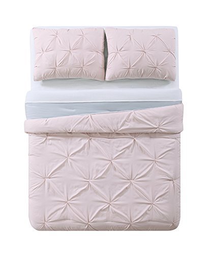 My World LHK-COMFORTERSET Pleated Reversible Twin XL Comforter Set, Twin/Twin, Blush/Silver Gr