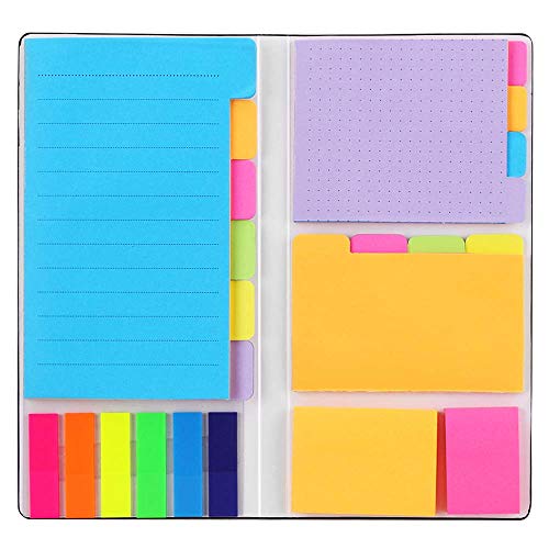 Sticky Notes Set, Hommie Colored Divider Self-Stick Notes Pads Bundle, Prioritize with Color Coding, 60 Ruled (3.7x6), 48 Dotted (3.7x3), 48 Blank (3x3.7), 48 Per Rectangular, 25 Per PET Color
