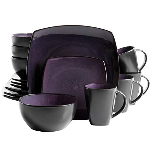Gibson Home Soho Lounge 16-Piece Dinnerware Set, Purple