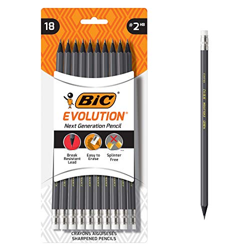 BIC Evolution Cased Pencil, #2 Lead, Gray Barrel, 18-Count