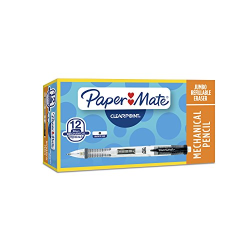 Paper Mate Clearpoint Mechanical Pencils, 0.5mm, HB #2, Black Barrels, Box of 12