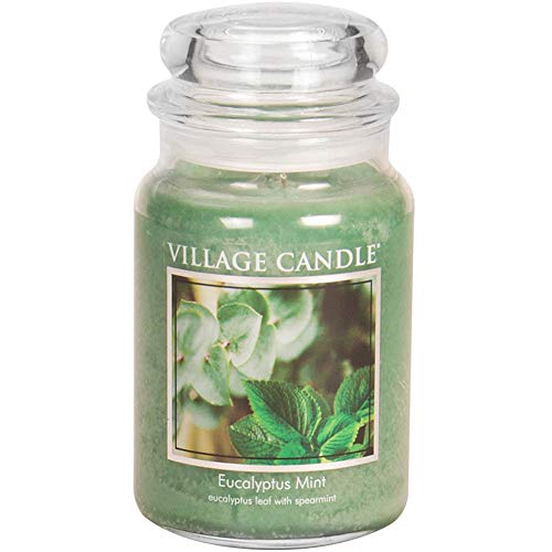 Village Candle Eucalyptus Mint 26 oz Glass Jar Scented Candle, Large