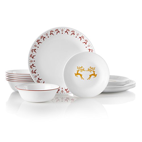 Corelle Service for 6, Chip Resistant, Dancer Prancer dinnerware sets, 18-piece