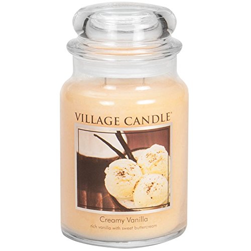 Village Candle Creamy Vanilla 26 oz Glass Jar Scented Candle, Large