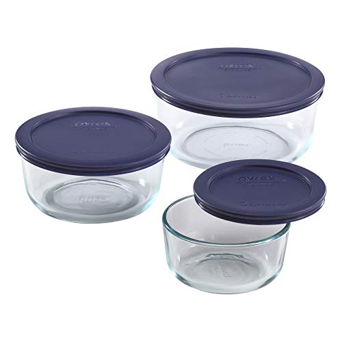 Pyrex Simply Store Meal Prep Glass Food Storage Containers (6-Piece Set, BPA Free Lids, Oven Safe)