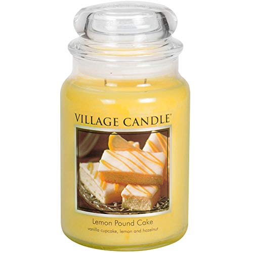 Village Candle Lemon Pound Cake 26 oz Glass Jar Scented Candle, Large