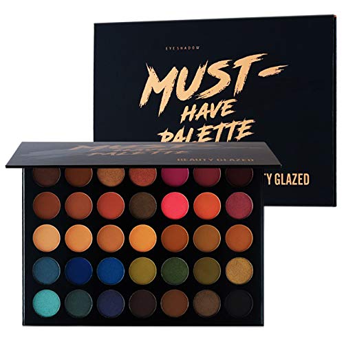 Beauty Glazed Make Up Eyeshadow Palette 35 Colors Blendable Chunky Pigmented Matte and Shimmer Pop Colors Eye Shadow Powder Waterproof Eye Shadow Palette Cosmetics Christmas Gifts