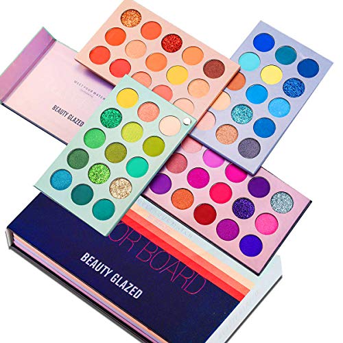 Beauty Glazed Color Board Eyeshadow Palette Eyes Shadow 60 Color Makeup Palette Highlighters Eye Make Up High Pigmented Professional Eye Shadow Mattes and Shimmers Long Lasting Blendable Waterproof