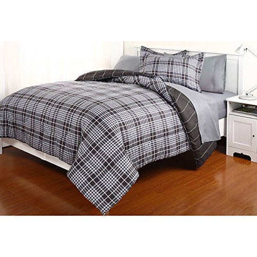 Dovedote Reversible Comforter and Matching Sheet Set for All Seasons (King, Grey)