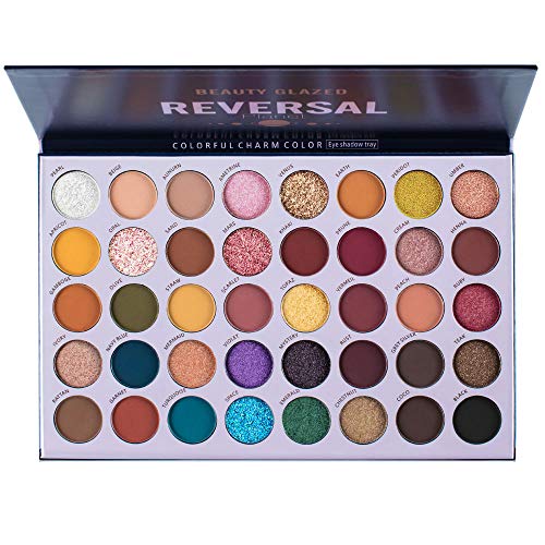 Beauty Glazed Reversal Planet Eyeshadow Palette, High Pigmented 40 Colors Natural Makeup Pallets Easy to Blend Shades Metallic Matte Glitter Shimmers Eyeshadow Sweatproof and Waterproof Eye Shadow