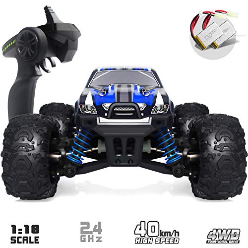 VCANNY Remote Control Car, Terrain RC Cars, Electric Remote Control Off Road Monster Truck, 1: 18 Scale 2.4Ghz Radio 4WD Fast 30+ mph RC Car, with 2 Rechargeable Batteries