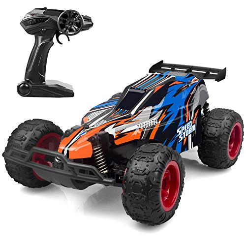 JEYPOD Remote Control Car, 2.4 GHZ High Speed Racing Car with 4 Batteries, Blue