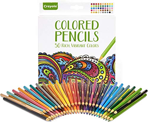Crayola Colored Pencils, Adult Coloring, Fun At Home Kids Activities, 50 Count