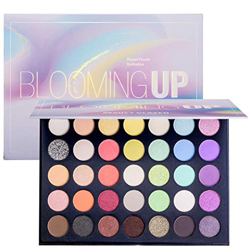Beauty Glazed Eye Makeup Palette Glitter Matte and Shimmer Highlighter Eyeshadow Makeup Palette 35 Colors Make Up Palette Blooming Up Eye Shadow High Pigmented Blendable Waterproof and Sweatproof