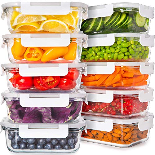 Prep Naturals Glass Food Storage Containers with Lids [24 Ounce, 20Pcs] Glass Containers for Food Storage with Lids Glass Meal Prep Containers Glass Storage Containers with Lids Glass Lunch Containers