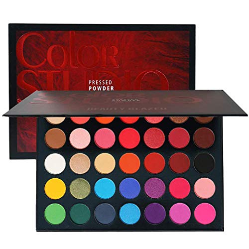 Beauty Glazed Sweatproof Matte and Shimmer Eyeshadow Make up Palettes Highly Pigmented 35 Colors Professional and Home Make up Christmas Palette Blendable Pressed Powder Eye Shadow