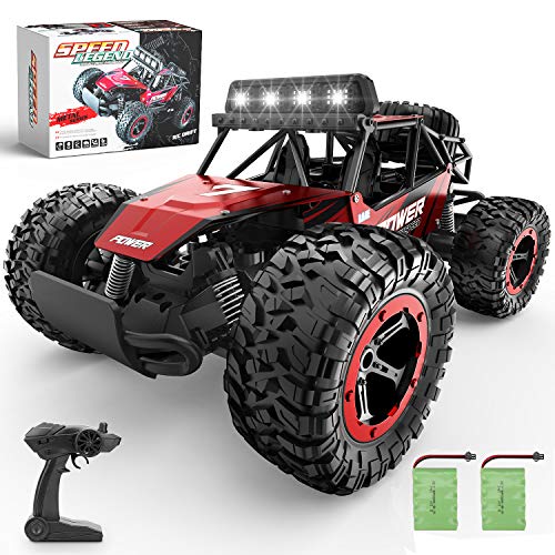 BEZGAR Remote Control Car, 1:14 Aluminium Alloy Off Road Large Size Kids High Speed Fast Racing Monster Vehicle Hobby Truck Electric Hobby Toy with Two Rechargeable Batteries for Boys Teens Adults