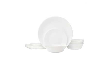 Corelle Livingware 18-Piece Glass Dinnerware Set, Winter Frost White,