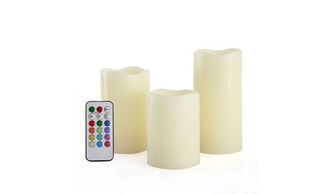 Real Wax Flameless Candles with Remote Control Timer Set (3-Piece)
