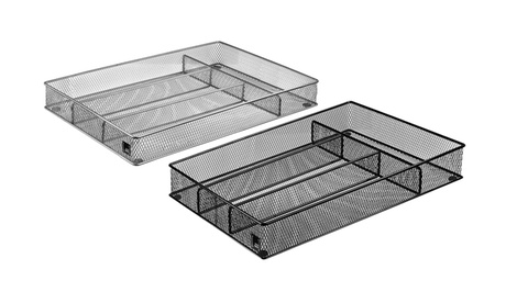 Cutlery Tray, 4 Compartments, Kitchen Utensil Drawer Organizer (Black or Gray)