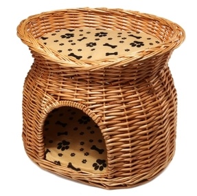 2 Tier Wicker Cat Bed Basket Pet Pod